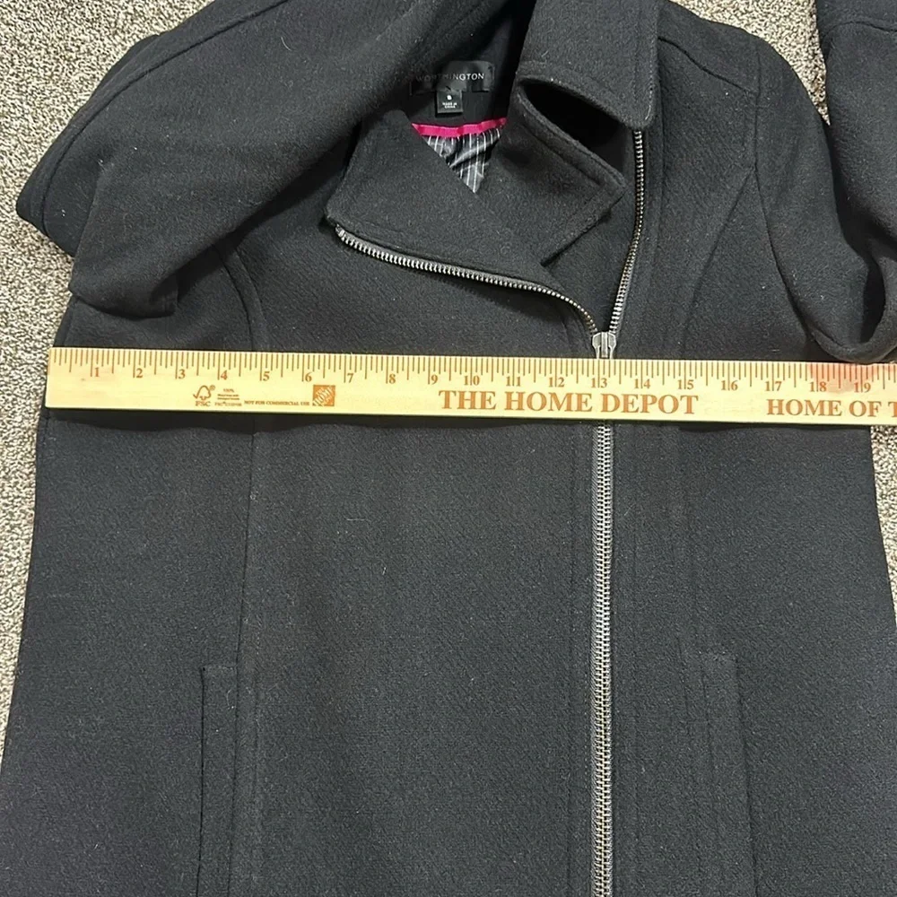 Worthington asymmetrical wool front zip coat. Black. Small. Like new. - Picture 6 of 13